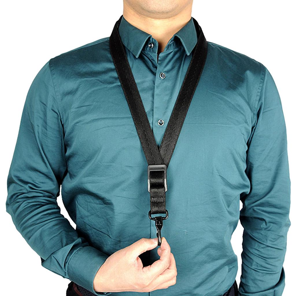 Saxophone PU Leather Neck Strap with Thick Soft Padded Adjustable Buckle Black Hook for Baritone Alto Tenor Soprano Sax
