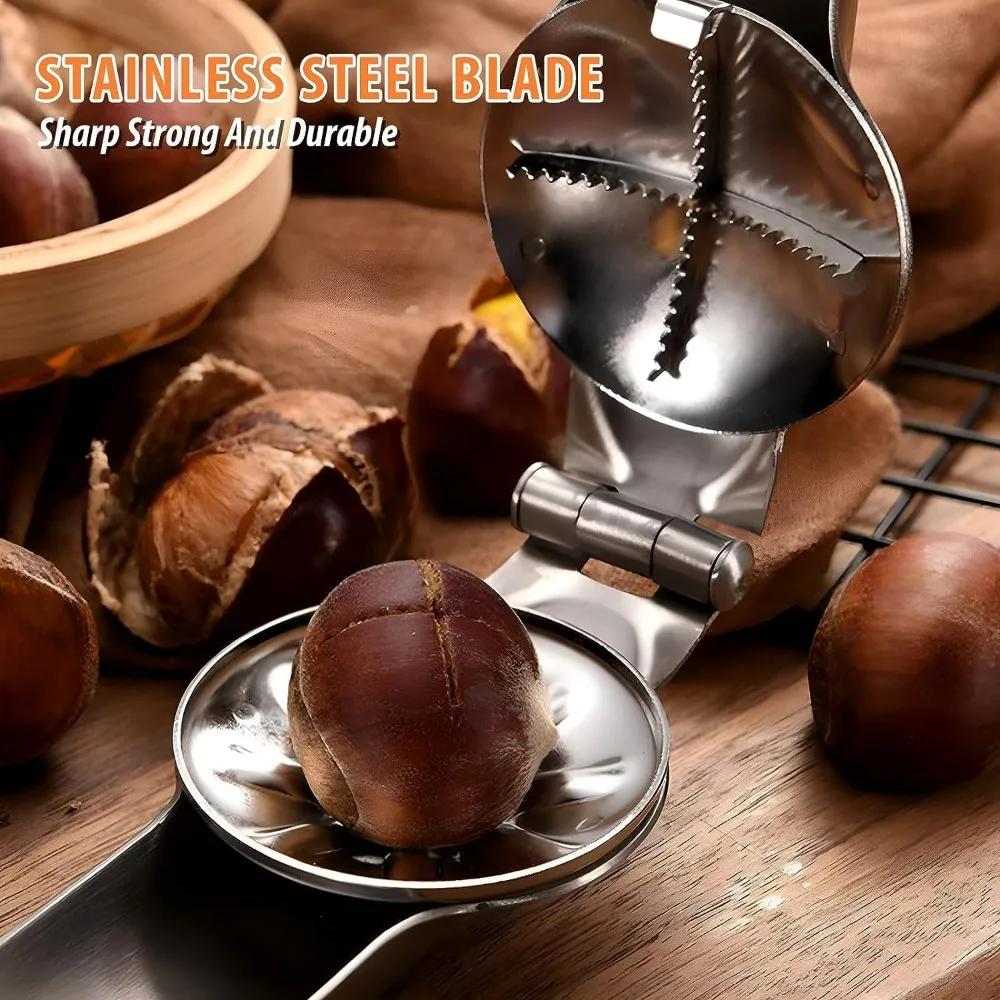 Chestnut Clip Nutcracker Opener Quick Clip Nuts Peeler Shelling Walnut Cracker Sheller Stainless Steel Accessories Kitchen Tool