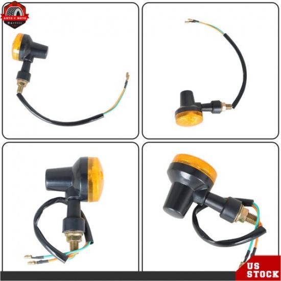 For Honda Yamaha Kawasaki 4× Motorcycle Turn Signals Blinker Light Black Amber
