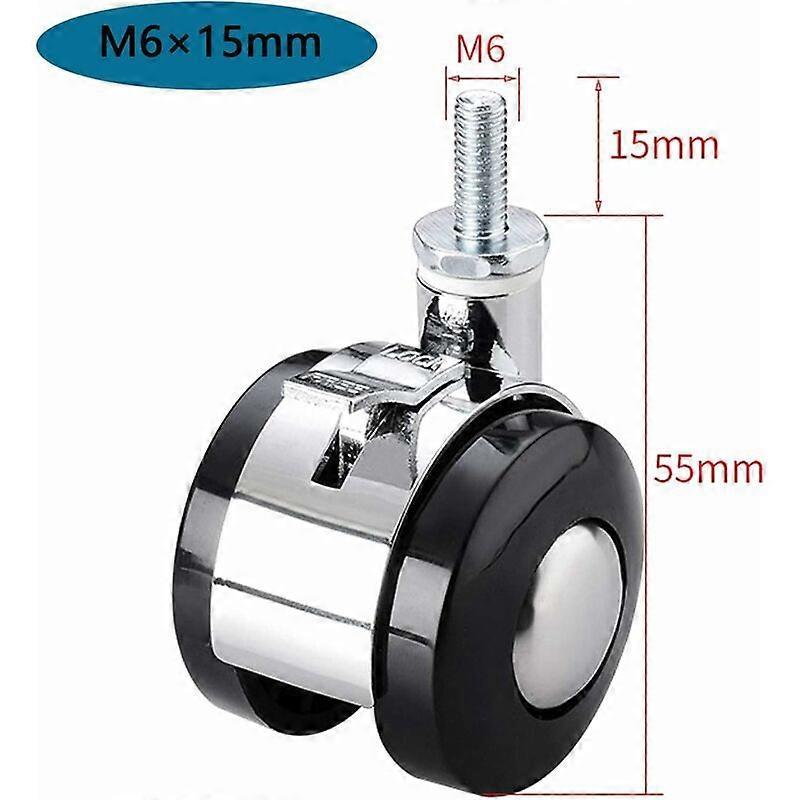 4 Pieces Furniture Swivel Casters - M6 Chair Trolley Threaded Casters for Bedside Folding Table 1.5 Inch (M6)