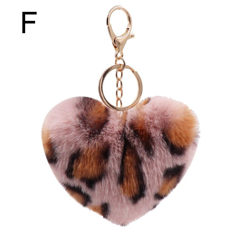 2Pcs Leopard Pattern Plush Keychain Multicolor Keyring Adorable Peach Heart Pendant Keychain  Key