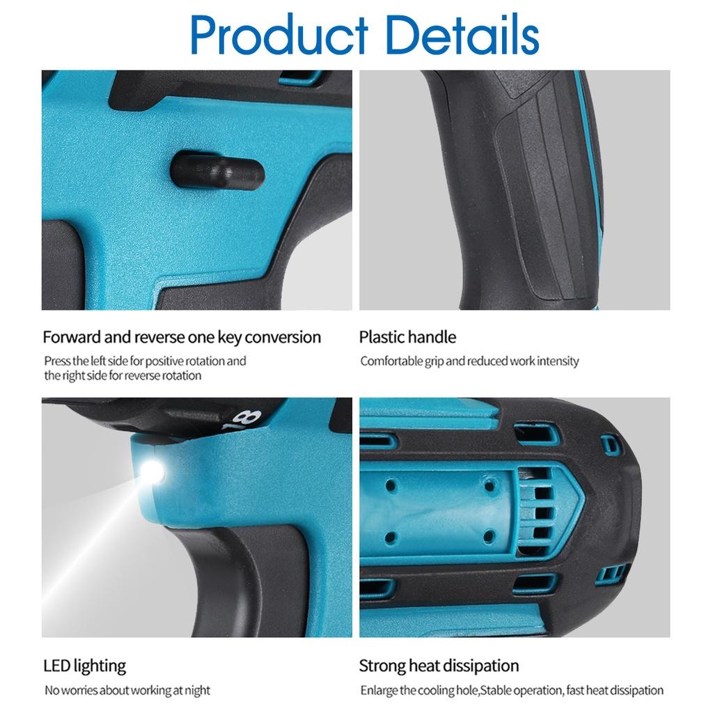 21V Cordless Electric Impact Drill Screwdriver 3 Functions Power Tools Lithium Battery Hand Drill with Box + Drill Bit Set