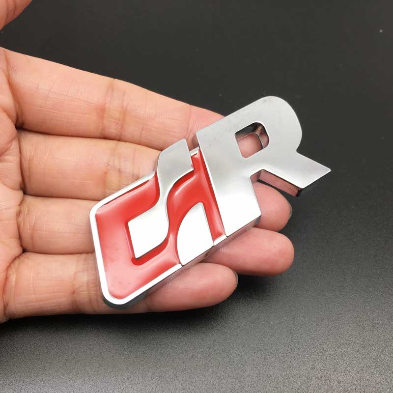 Car Styling 3D Metal R Logo Car Sticker Emblem Badge Rear Trunk Decal For Volkswagen Golf Passat Tiguan CC Sagitar Touareg SR GR