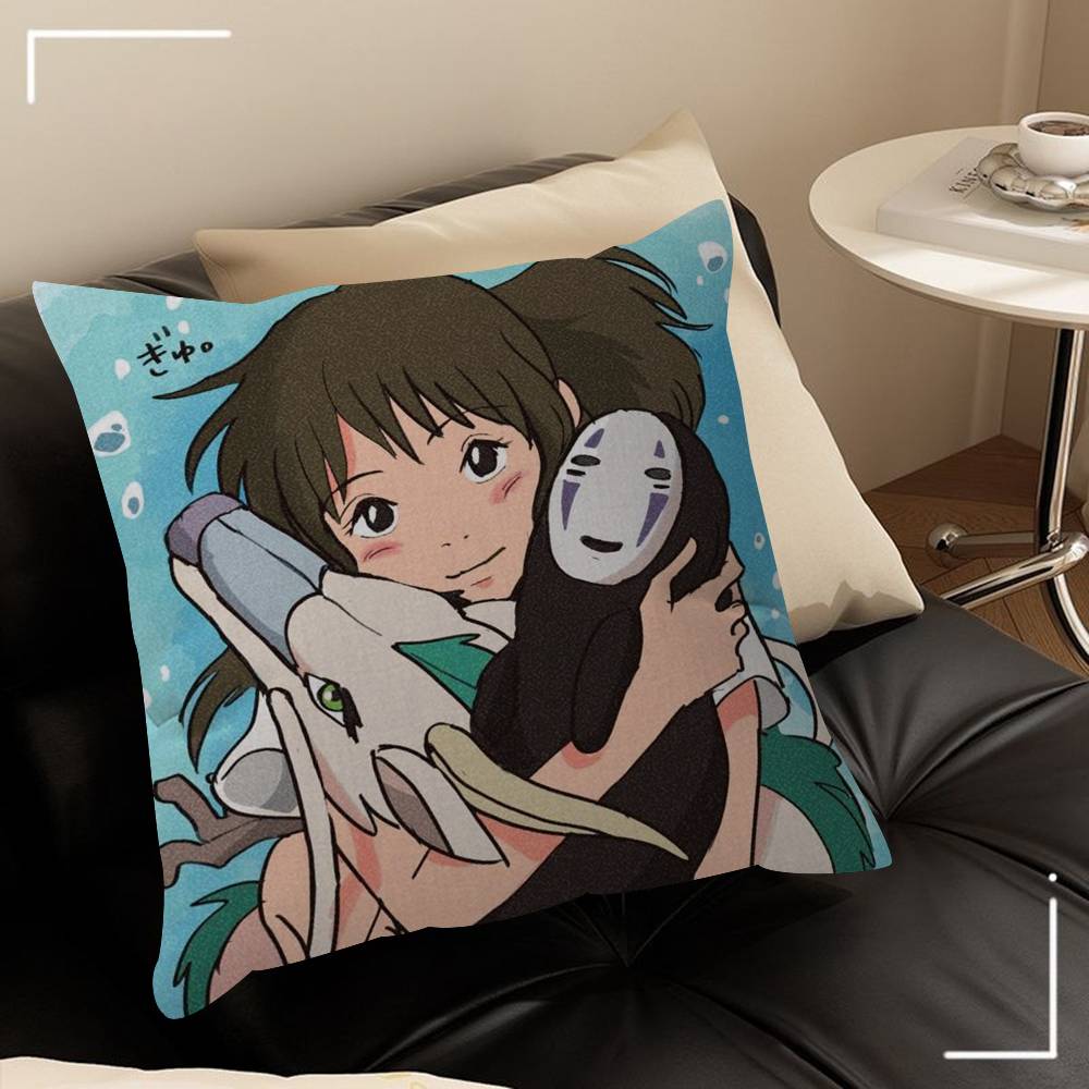 Подушки Подарки Мебель для домашнего офиса Спальня Диван Автомобильная подушка Чехол 45x45см Фильм Унесенные призраками Аниме