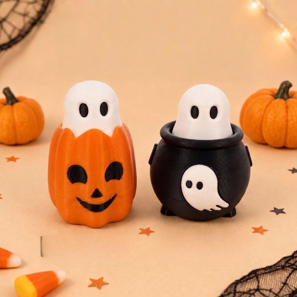 Creative Halloween Clicker Keychain Funny Decompression Button Toy 3D Printed Pendant School Bag