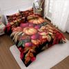 3pcs Duvet Cover Set Without Core 1 Quilt Cover + 2 Pillowcases Soft and Machine Washable Autumn Harvest Pumpkin Pattern Bedding