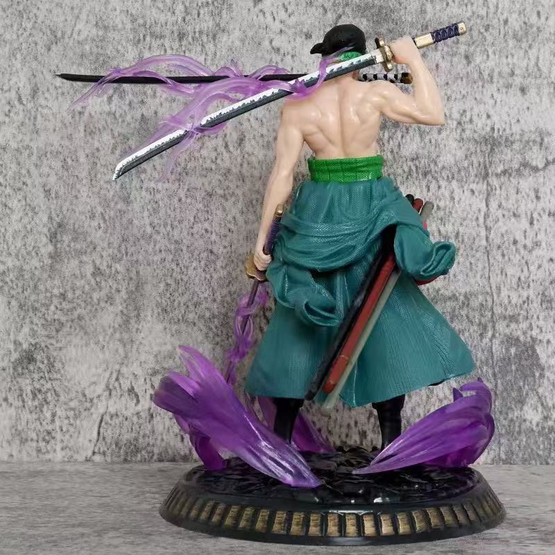 One Piece Roronoa Zoro Figure - King of Hell Style with Purple Energy Effects