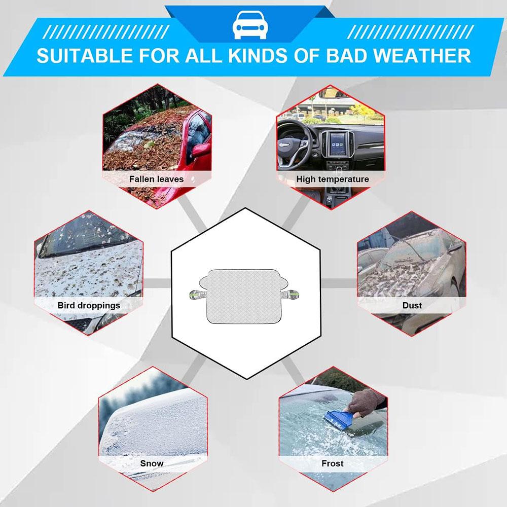 Car Windshield Cover for Side Mirror Cover Magnetic Edges Prevent Snow Ice & Sun