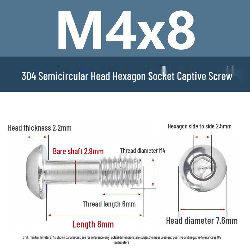 Yigu 304 Stainless Steel Anti-Loosening Hex Socket Captive Screws - M2/M3