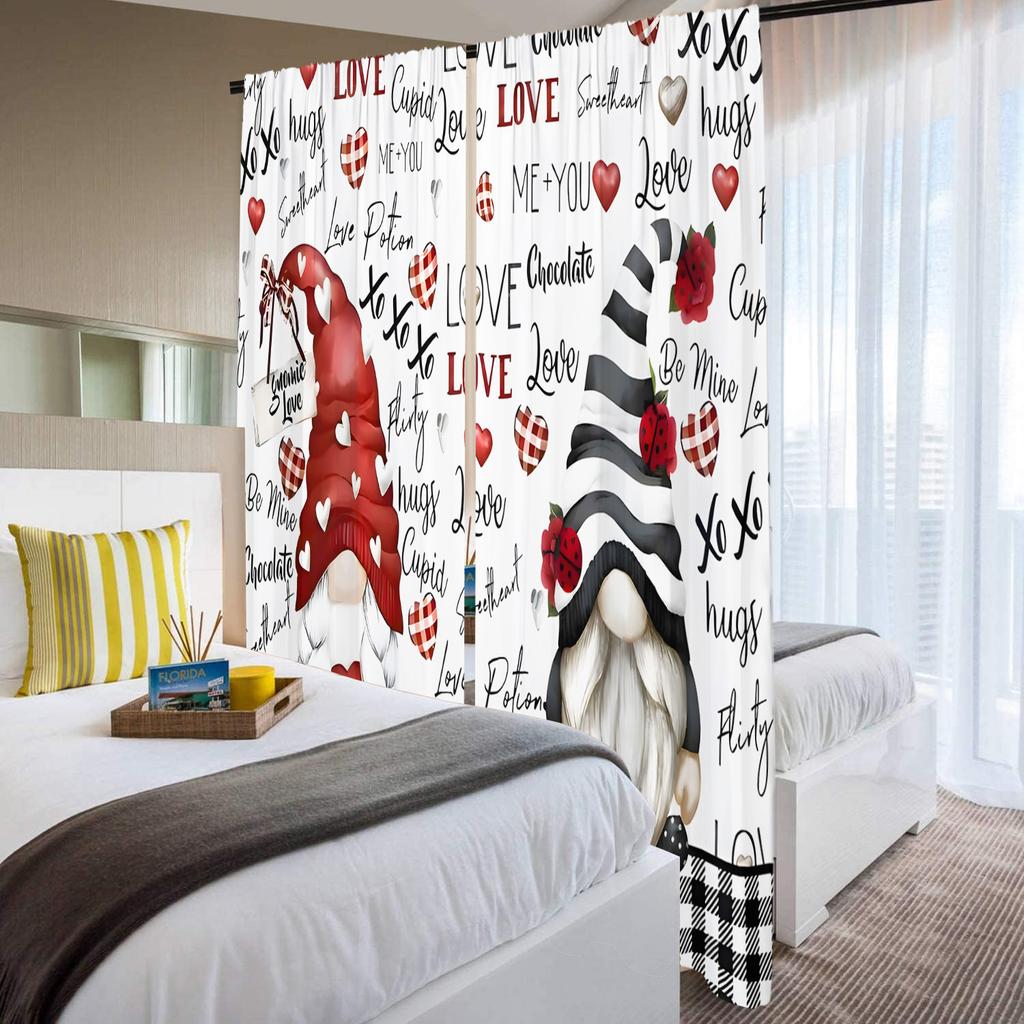 2 штуки, карликовые белые шторы с надписью «сердце» - 30% затемнение - подходят для гостиной, спальни, домашнего декора на День святого Валентина