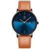 Minimalist Fashionable Simple Analog Date Display with Leather Strap Orange Black Blue Men's Blue, Orange-P,