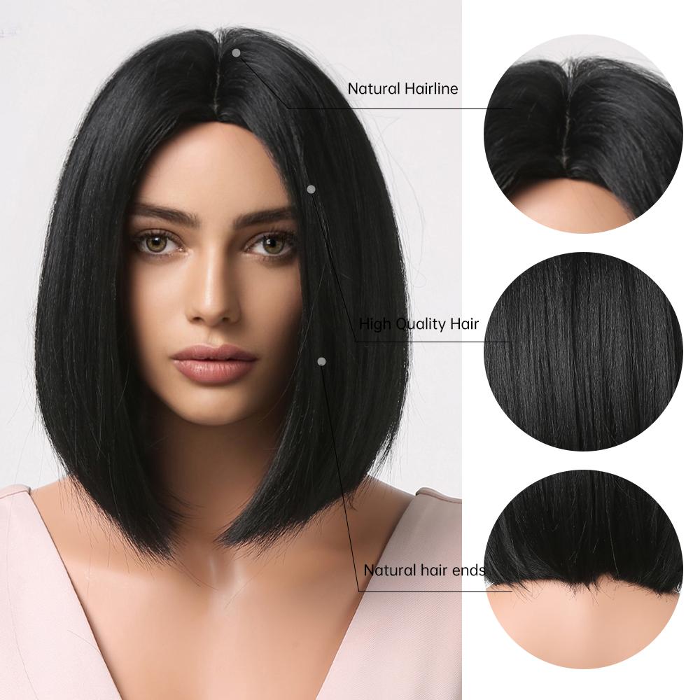 BLONDE UNICORN Синтетический парик пикси, черные парики для женщин, высокотемпературное волокно, прямые волосы, ежедневное использование для косплея