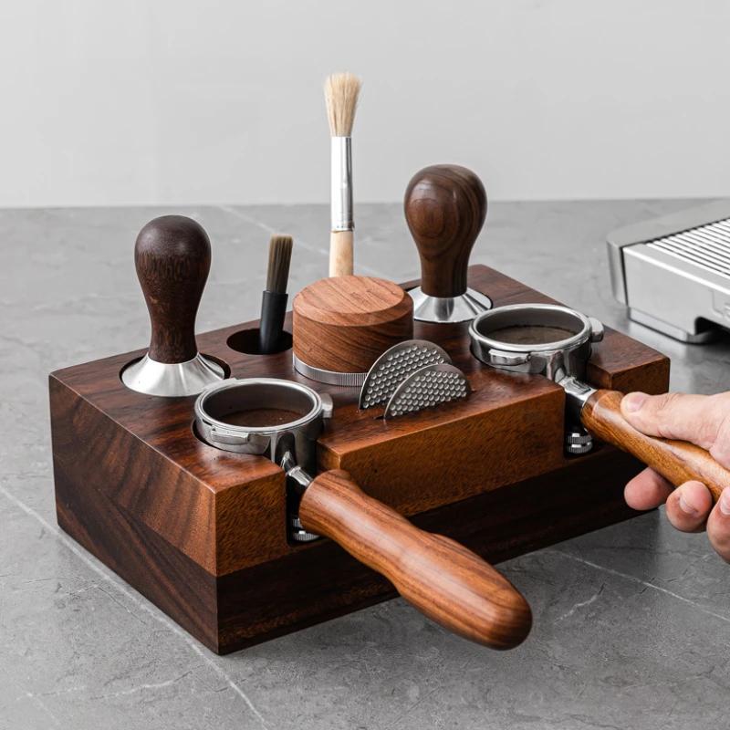 Wooden Stand for Coffee Tamper Mat Coffee Accessories Organizer Tamping Station Barista Cafe Accessories Tamp Base Holder Wood