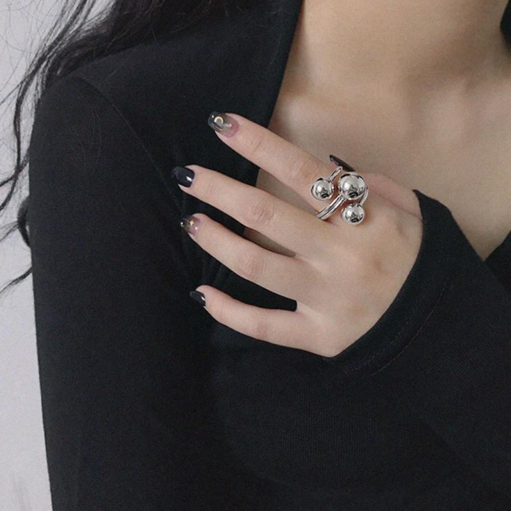 Light Luxury Irregular Planet Ring All-Match Finger Opening Ring Korean Metal Ball Ring Female