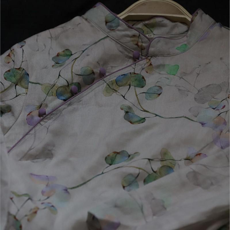 Johnature Женское весеннее модное повседневное платье в китайском стиле с принтом в стиле ретро с короткими рукавами и нишевое винтажное платье