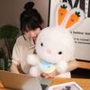 Мультяшный сидящий белый кролик кукла плюшевая игрушка нагрудник морковный кролик животное плюшевый плюшевый мягкий пушистый подарок