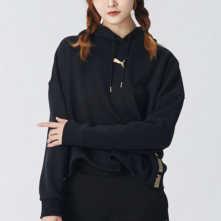 Puma Толстовки Женские Черные С Капюшоном Умеренные Обычные 587148-01
