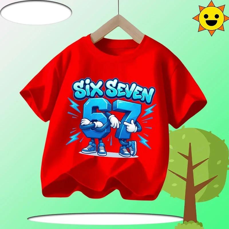 Funny Six Seven Italian Brainrot 67 Graphic Print TShirt BoyGirl Summer Short Sleeved Kids Loose Comfortable Tshirt Tee Top