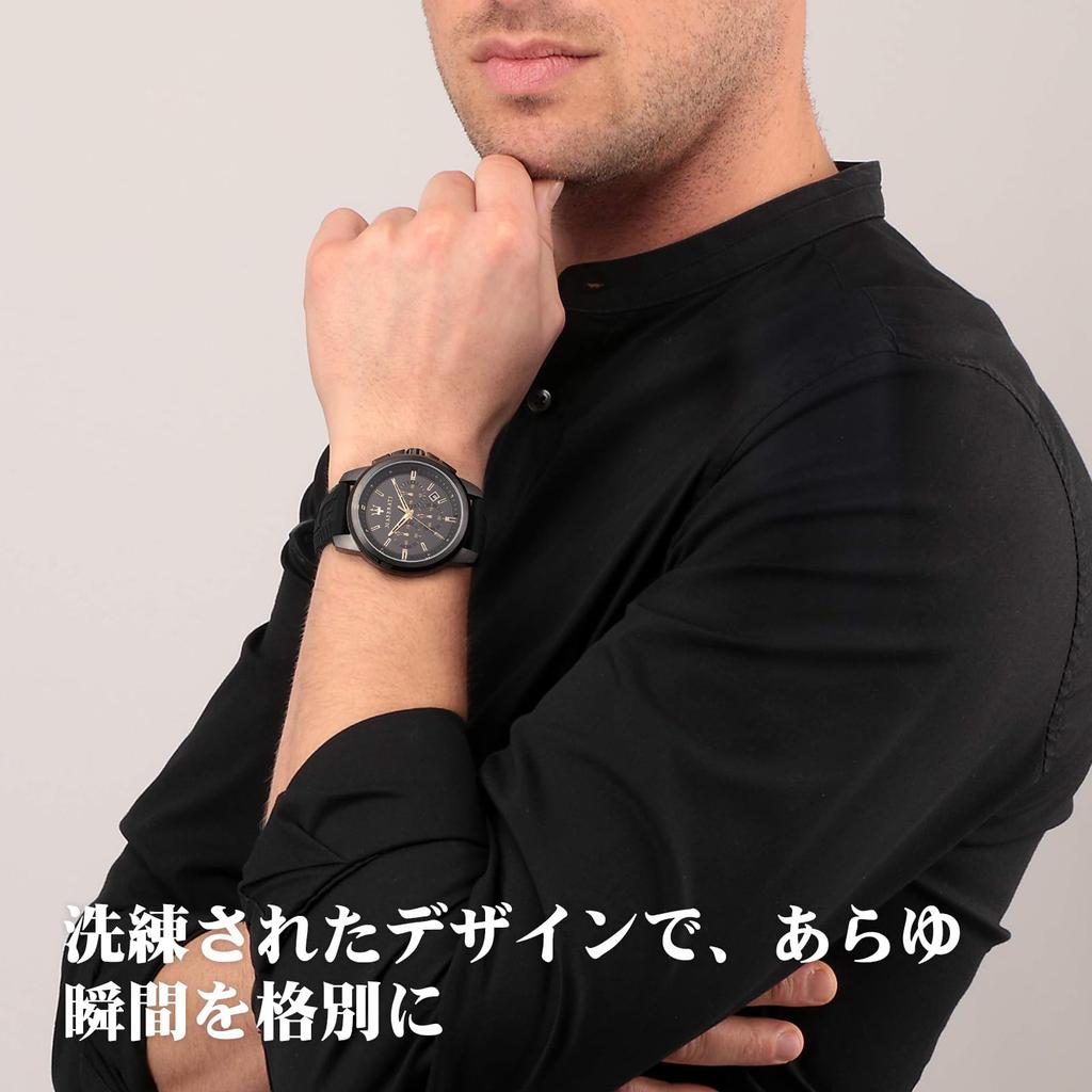 Maserati 44mm Black Silica Gel Chronograph Successo Series 5ATM Water Japanese Officially Authentic Men's Watch, Quartz, R8871621011, Resistance,