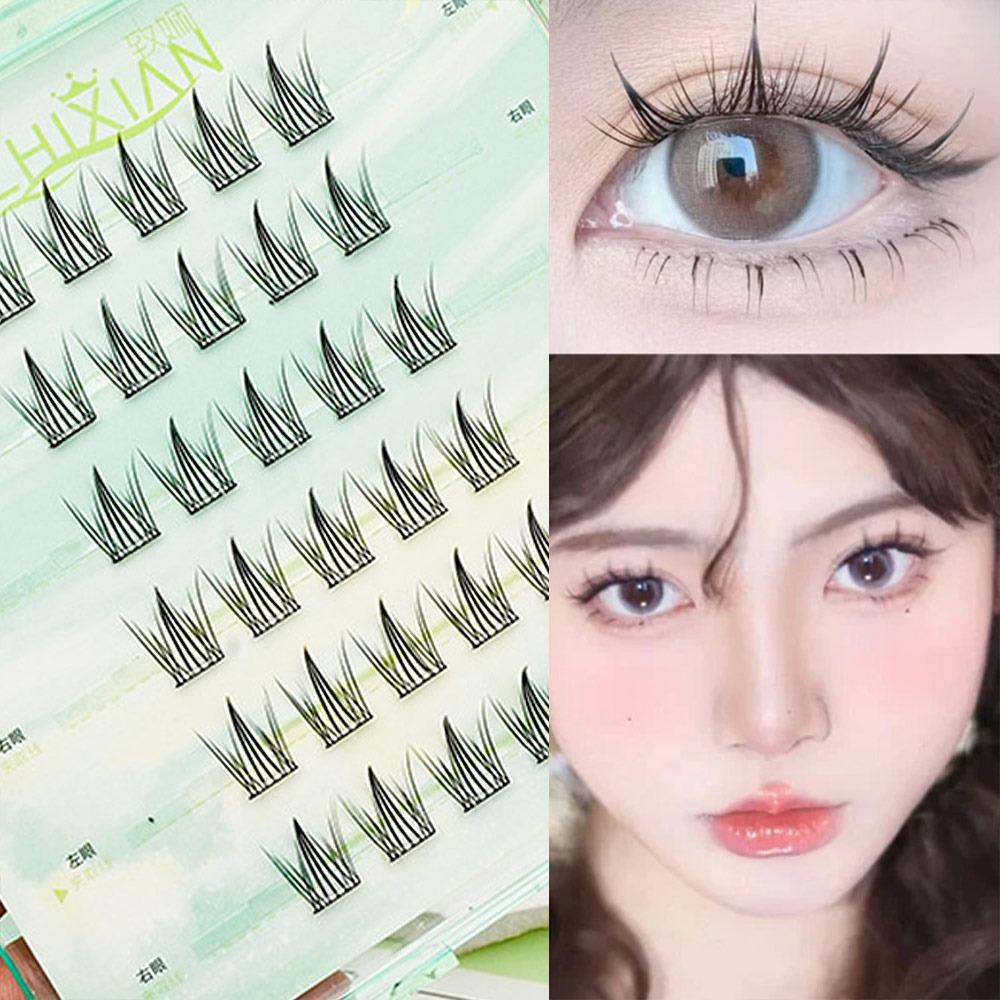 Glue Free Manga Lashes With Jelly Glue Strips 3D False Eyelashes Cat Elf Eyelashes Party Supplies