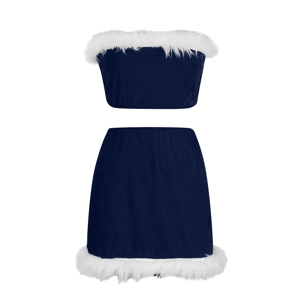 Женское сексуальное женское белье, рождественское платье, фланелевой плюшевый костюм с разрезом на бретельках