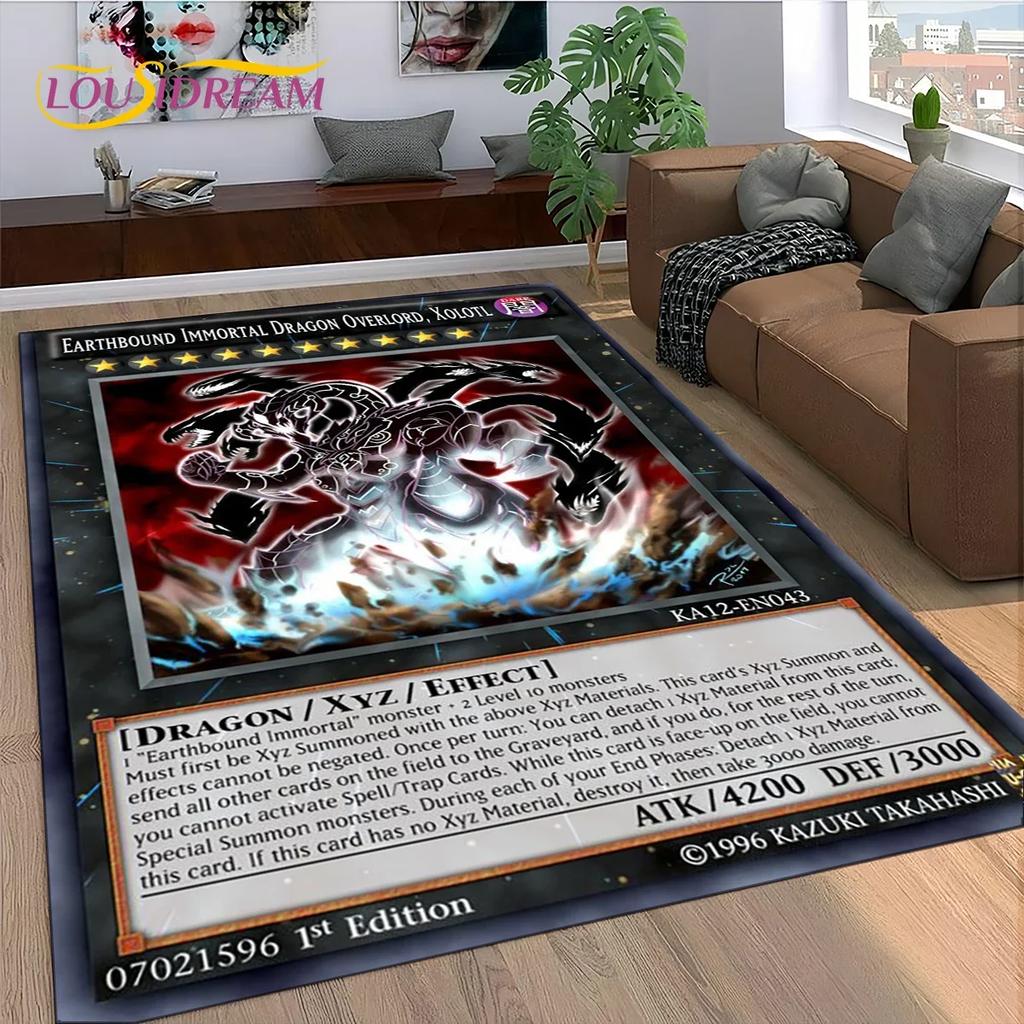 2025 New Yu-Gi-Oh Blue Eyes Dragon Monster Gold Card Cartoon Game Carpet Rug for Bedroom Living Room Home Sofa,Decor Floor Mat