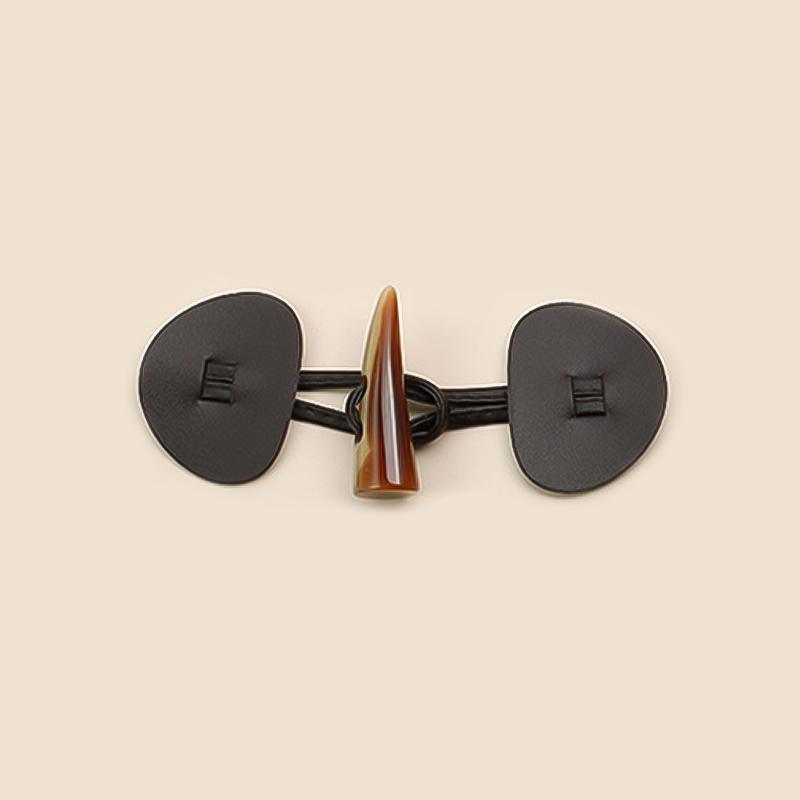 PU Leather Resin Horn Buttons Toggle Clasps Button For Coat Jacket Cardigan Decorative Buckles Fastener DIY Clothing Accessories