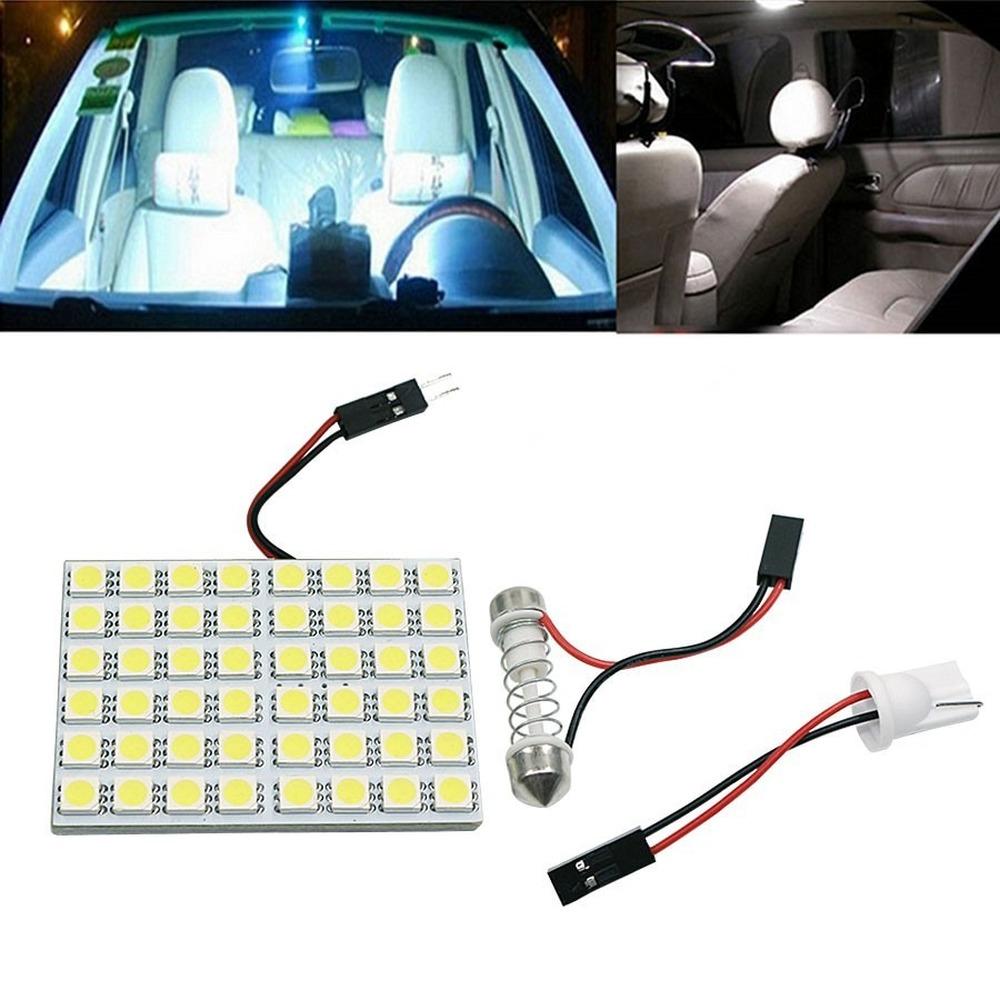 Автомобильный 12 36 48 SMD 5050 светодиодный потолочный светильник для автомобиля, внутренняя лампа для чтения, лампа в багажнике автомобиля, верхняя лампа автомобиля с фестоном T10 W5W, 2 вида оснований адаптера