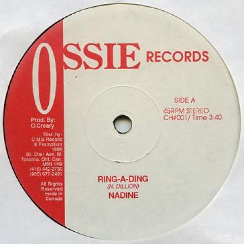 12-дюймовая пластинка NADINE / LOVING SISTER - Ring A Ding / Jingle Bell Ossie CA 1996 Канада Регги, Ска и Даб