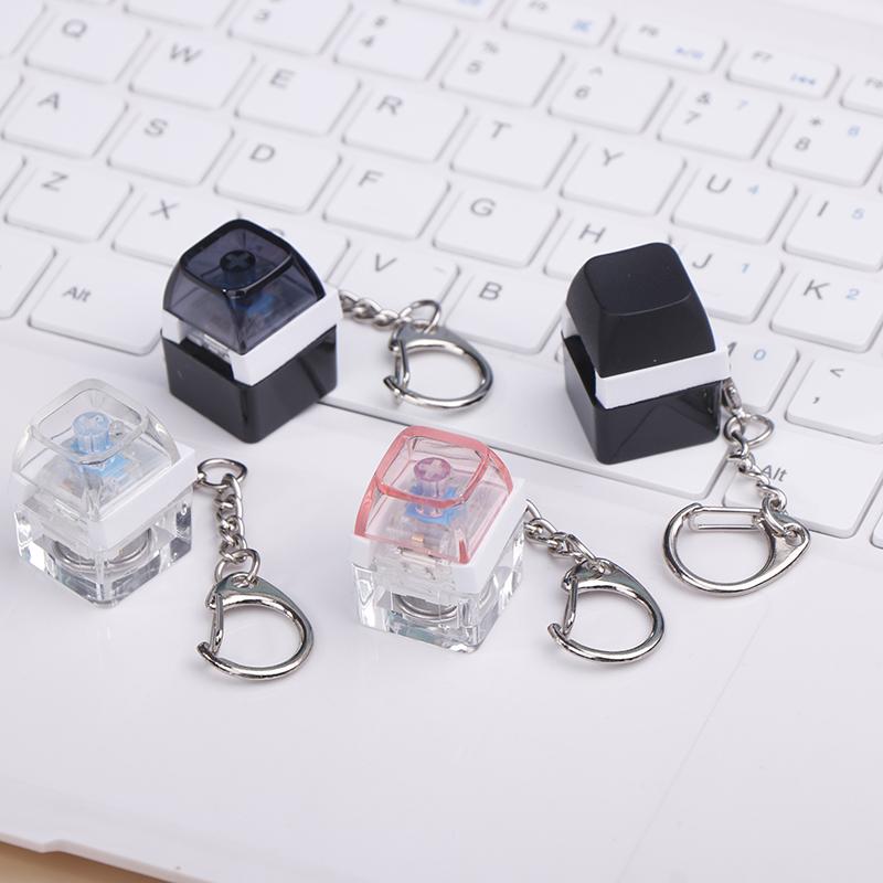 Mechanical Switch Keychain With Led Light Keyboard Key Chain Fidget Toy Keycap Stress Relief Novelty Toys Fidget Button Keyring