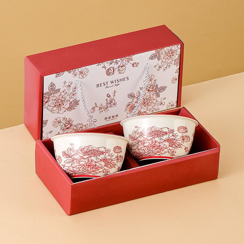 Japanese Ceramic Wedding Gift Set: Bowl & Chopstick with Gift Box - Perfect for Lucky Draws and Employee Gifts