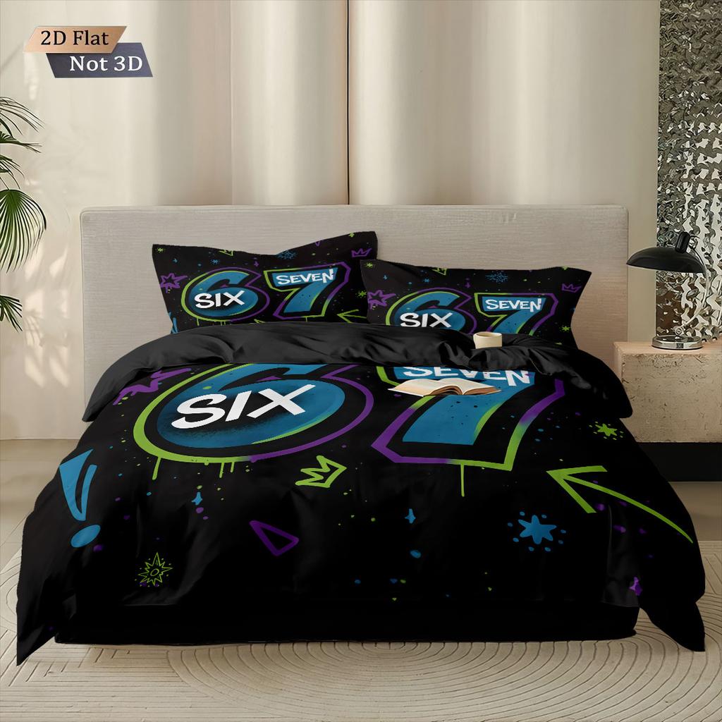 3 шт. Шесть Семь Черный Принт Без Каркаса Пуховое Одеяло Наволочка Комплект Разные Размеры Удобное Украшение Для Спальни Постельное Белье