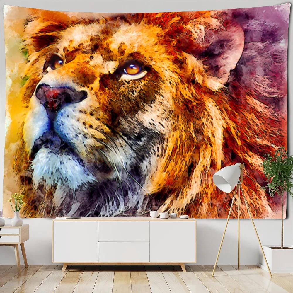 Blanket Curtain Home Bedroom Living Room Decoration Animal Ferocious Tiger Wall Hanging Tapestry Art