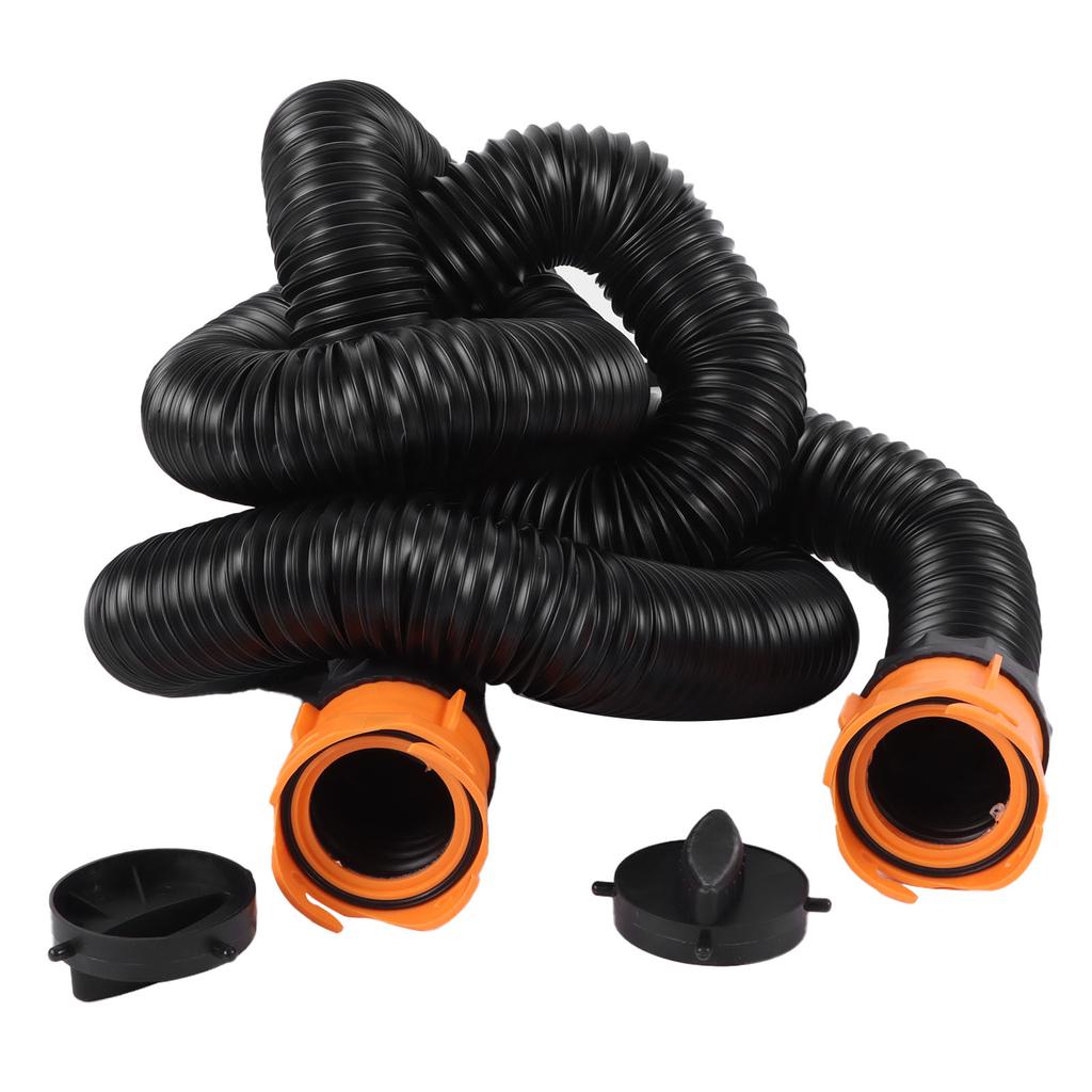 15ft Sewer Hose Sewage Pipe Kit with Swivel Adapter Translucent Elbow Storage Caps RV Campers Parts