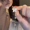 New Fashion Trend Unique Design Exquisite Light Luxury Flower Rhinestone Tassel Two Earrings Ladies High Jewelry Party Gift