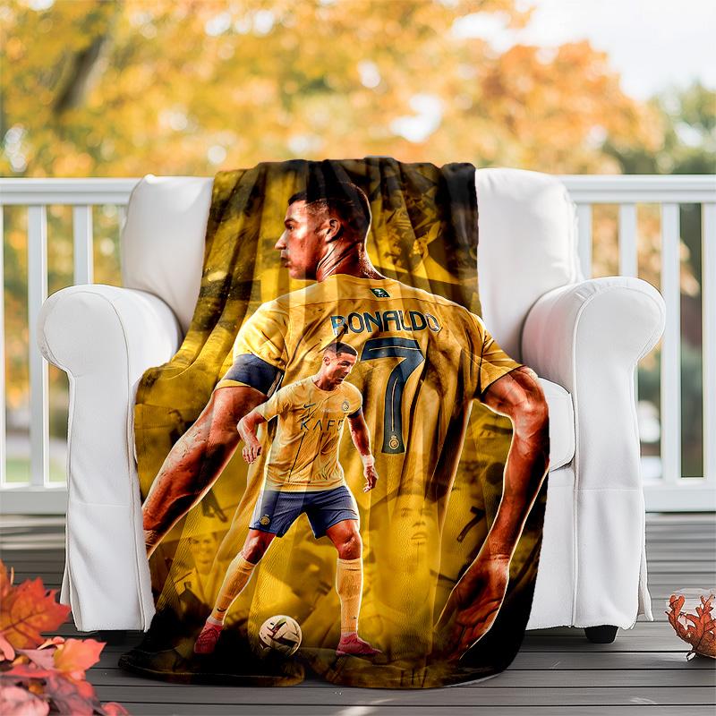 1pc Soccer7 (4) Theme Blanket - Digital Print, Polyester, Cozy for All Seasons, Perfect for Outdoor, Camping, and Travel