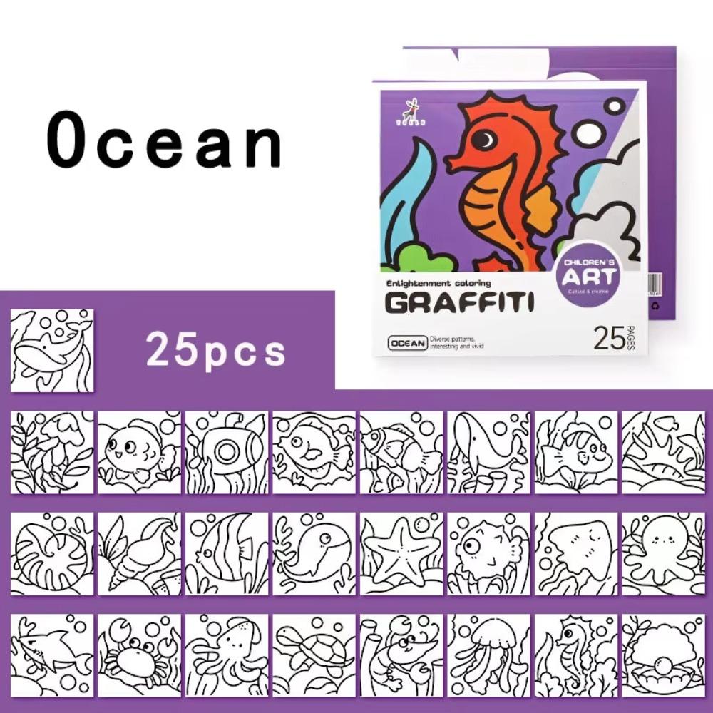 Портативная мультяшная раскраска 25 листов альбом для рисования книги-раскраски для граффити креативное обучение