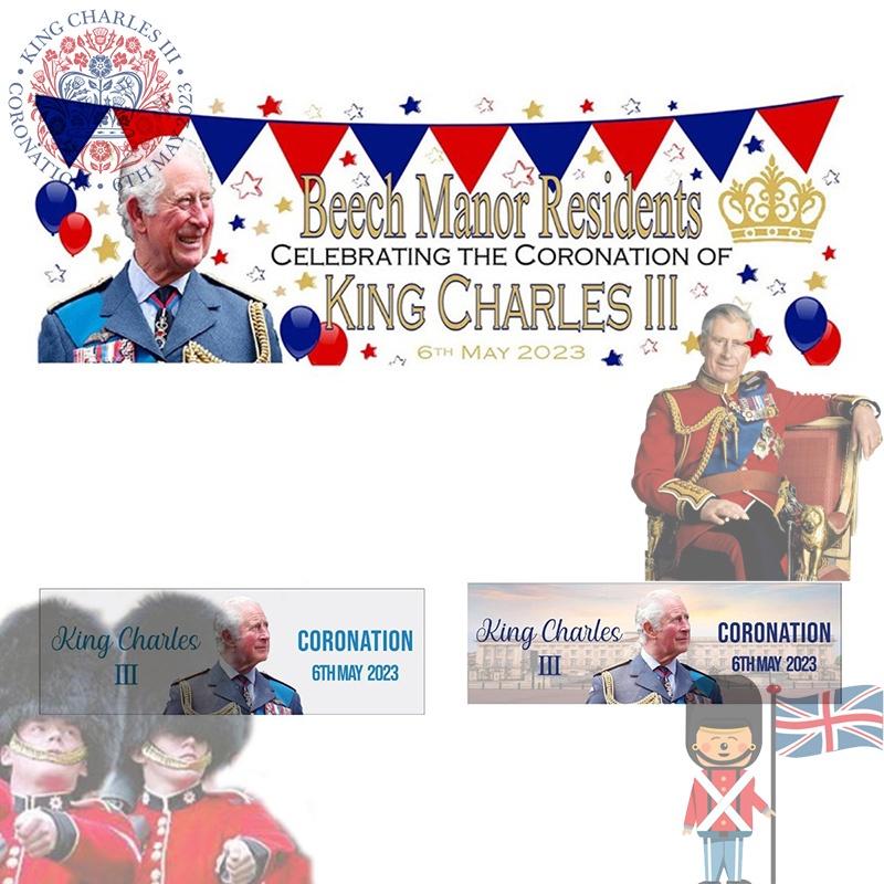 King Charles Iii Coronation Flag Premium Polyester Fabric 50x150cm