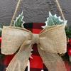 Farmhouse Rustic Burlap Indoor Outdoor Hanging Door Sign Artificial Wreath Garland Merry Christmas