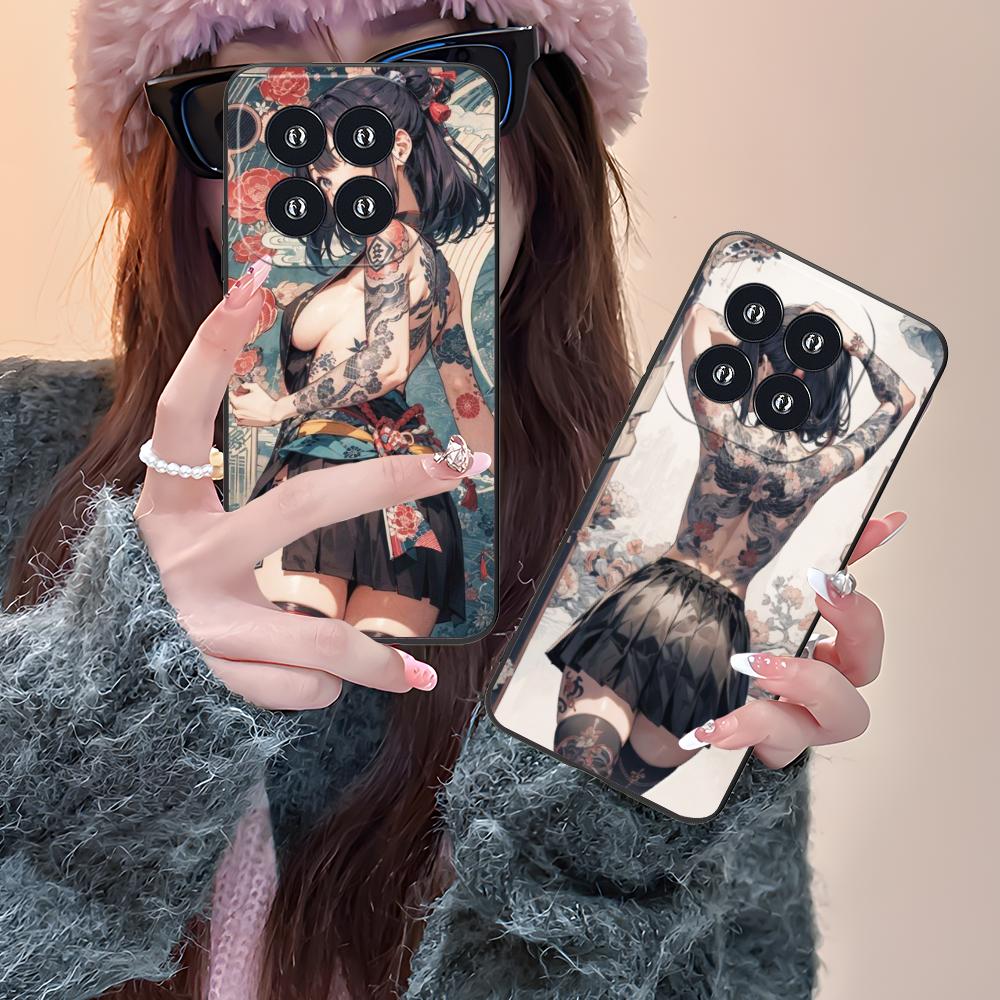 Fashion Tattoo Girl Mobile Phone Case for Xiaomi 15 14 13 12 Mi 11 T Ultra Lite Pro S X 5G Colorful Printing Cover Cover Pretty
