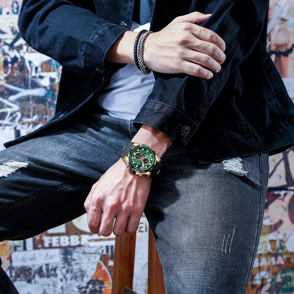 Часы RORIOS Стильные кварцевые часы с хронографом, аналоговым календарем, индикацией даты, водонепроницаемые, популярные для поездок на работу, деловых поездок, спортивных мероприятий, дня рождения