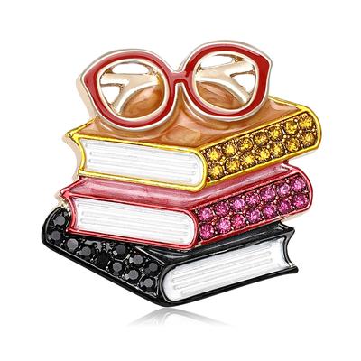 Эмалевые значки 'Книги и Очки' для Женщин Унисекс Любителя Чтения Вечеринки Броши Булавки Подарки