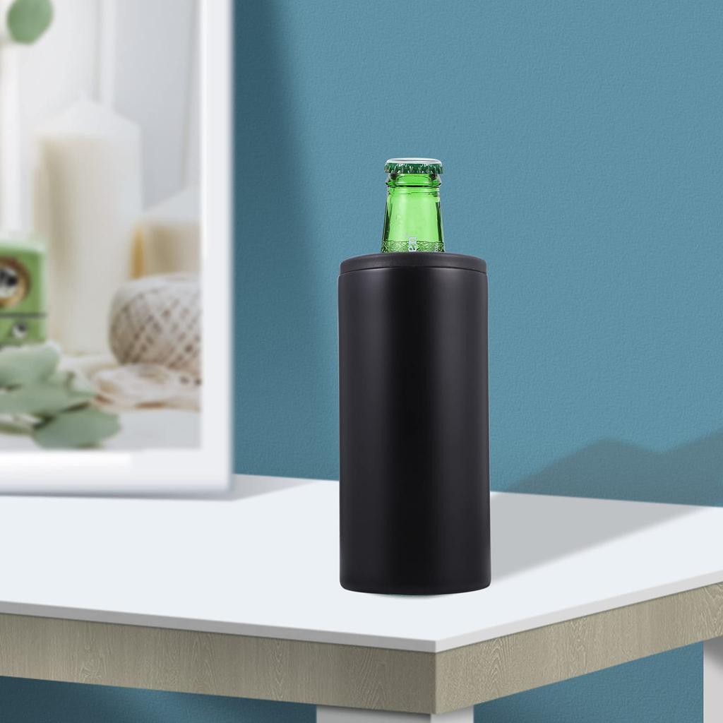 Cabilock Изолированный узкий охладитель для пива, крепких напитков, Двустенный вакуумно-изолированный держатель для напитков, Бутылка для воды, Изолированная кружка, Черный