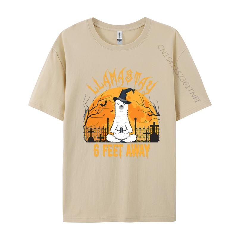Llamastay 6 Feet Away Halloween Llama Tshirts Cute T Shirt Hiphop TShirts For Unisex Streetwear Cotton