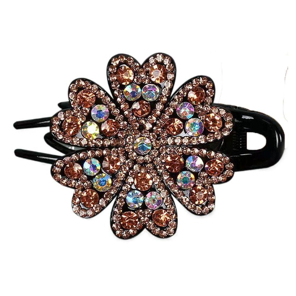 Korean Hair Claws Women Barrettes Flower Hair Clips Rhinestone Duckbill Clips Crystal Hairpins