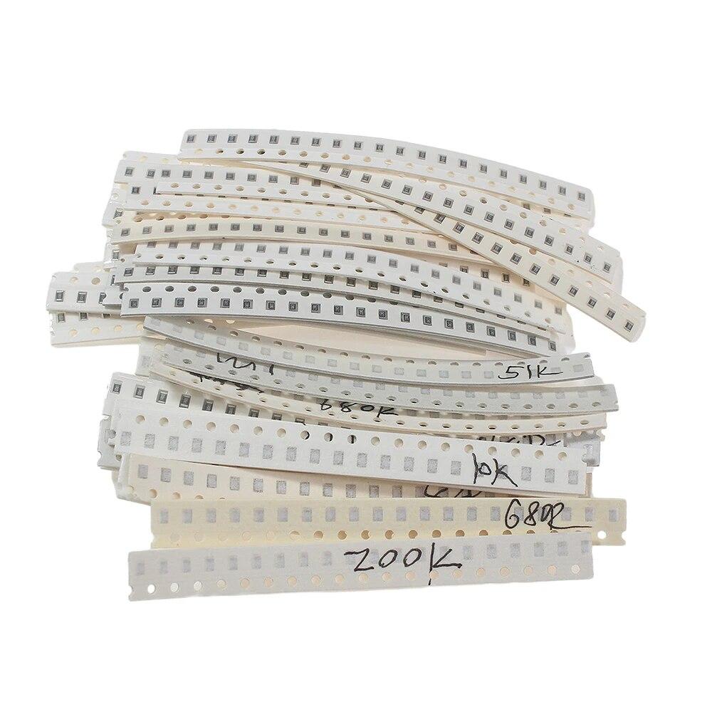 660 шт./компл. 0603 0805 1206 1210 комплект резисторов SMD в ассортименте, 1 Ом ~ 1 м, 33 значения * 20 шт., 1% чип-резистор, электронный комплект «сделай сам»