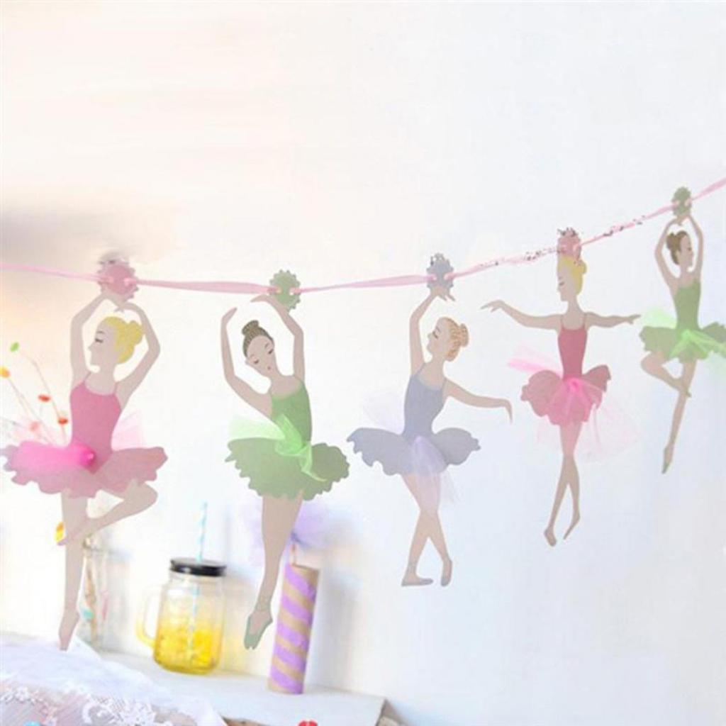 Lovely Dancing Ballet Girl Banner Hanging Bunting Kindergarten Party Decoration ADM