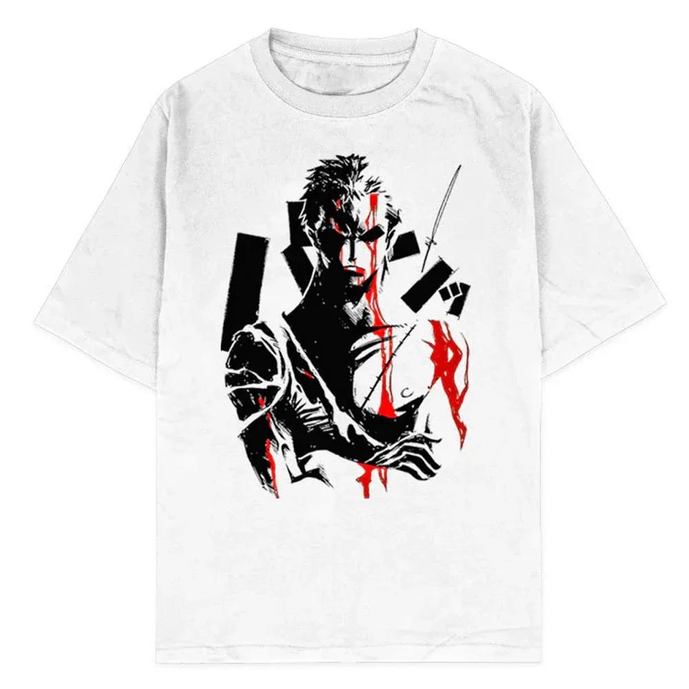 Men Casual Oversized Washed Harajuku Tshirt Washed Japanese Anime One Piece Graphic Loose Streetwear Black Tops Tees