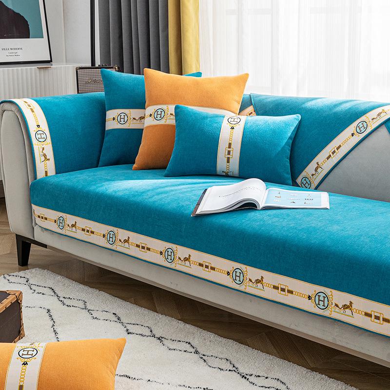 Легкий роскошный стиль, новый чехол для дивана из синельной кожи, универсальный нескользящий чехол для четырех сезонов, простой современный летний