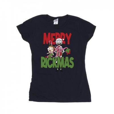 Женская/женская хлопковая футболка Merry Rickmas